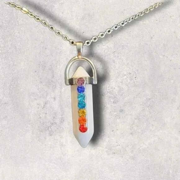 White Marble Chakra Necklace - Picture 1 of 6